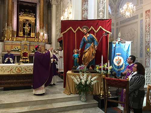 Visita vescovo simulacro San Giuseppe