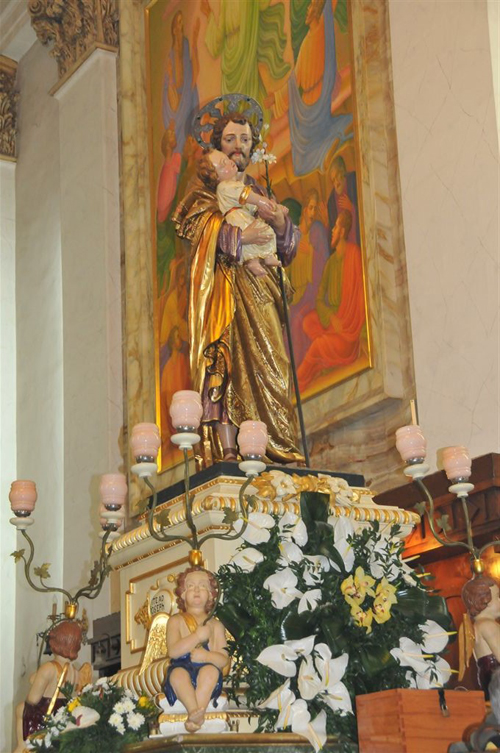 Il simulacro di San Giuseppe all'interno del Santissimo Salvatore
