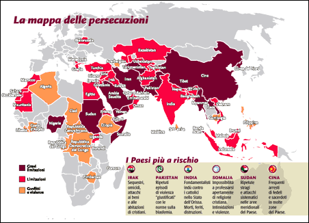 Cristiani perseguitati_mappatura nel mondo