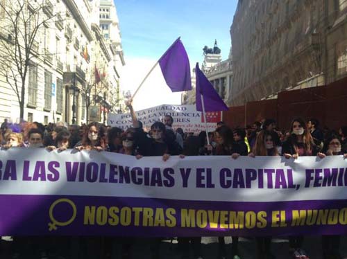 Un momento della manifestazione femminista di Madrid (8 marzo 2015)